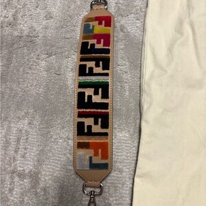 Fendi Authentic Beige Mini Strap with Multicolor FF Pattern